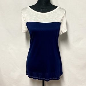 Charming Charlie Women's Soft Navy and White Tee